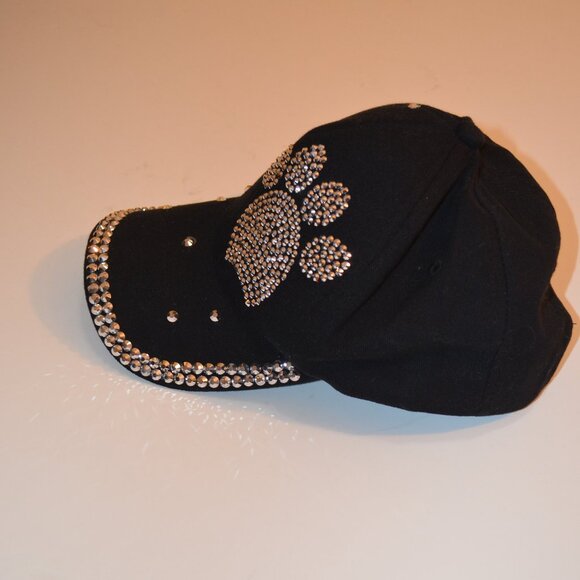 Cap Baseball Black Silverton Rhinestones Decoration Dog's Paw Polyester One Size - Picture 5 of 6